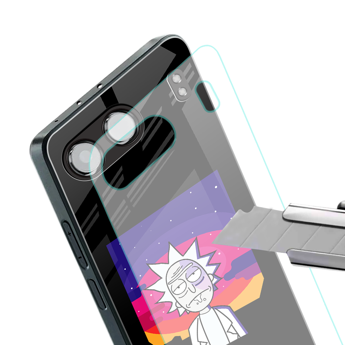 trippy rick sanchez back phone cover | glass case for oneplus nord 4