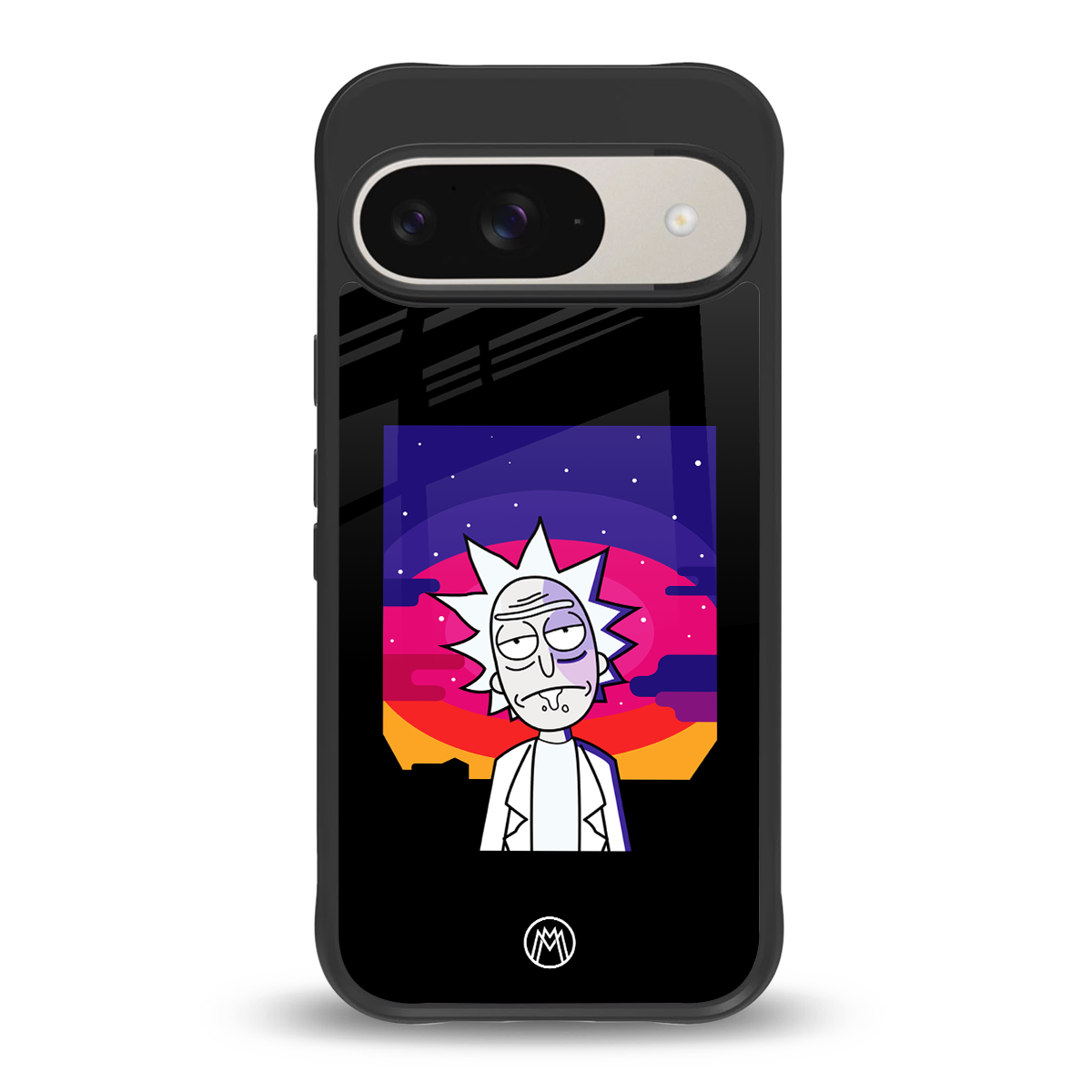 trippy rick sanchez back phone cover | glass case for google pixel 9