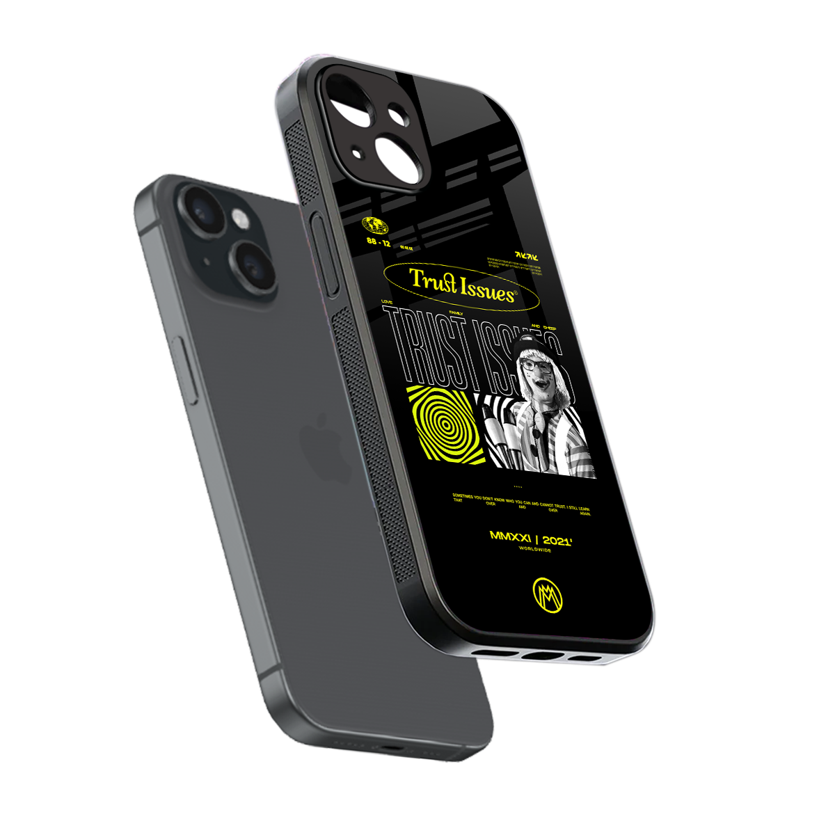 trust issues back phone cover | glass case for iphone 15