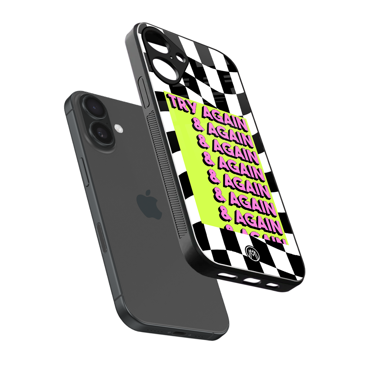 try again back phone cover | glass case for iphone 16 plus