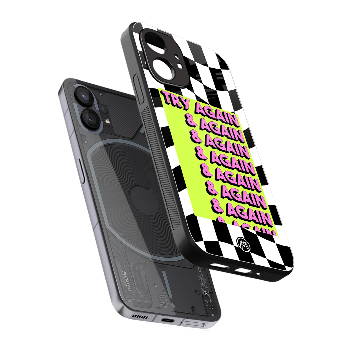 try again back phone cover | glass case for nothing phone 1