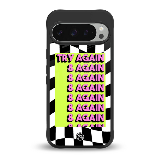 try again back phone cover | glass case for google pixel 9 pro