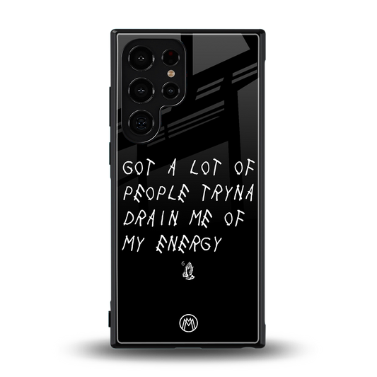 tryna drain my energy back phone cover | glass case for samsung galaxy s24 ultra
