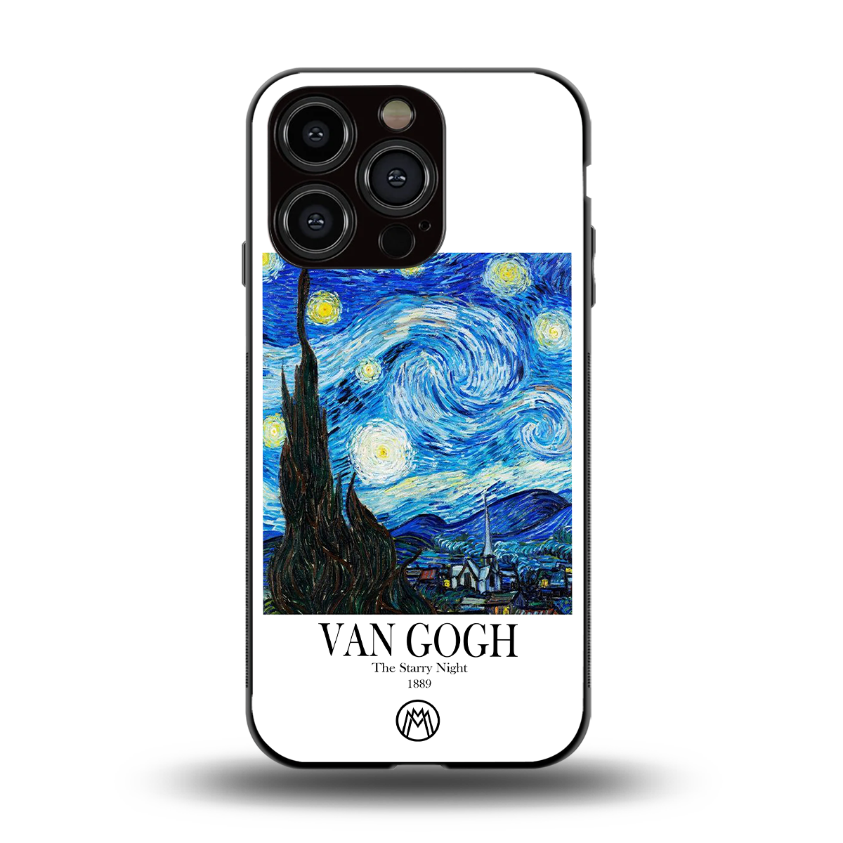 van gogh starry night back phone cover | glass case for iphone 14 pro