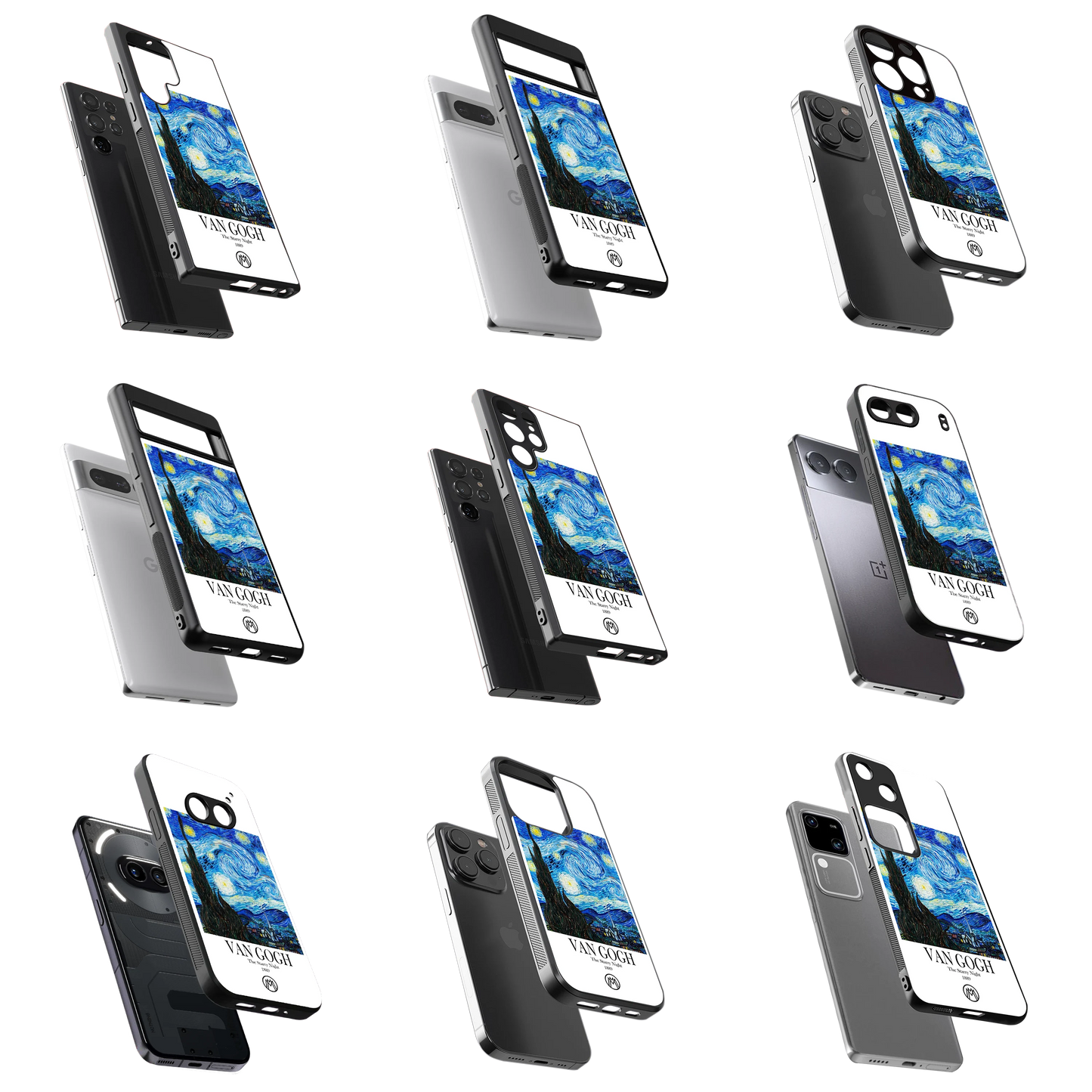 Durable Glass Back Mobile Case for iPhone, Samsung, OnePlus, Google Pixel, Redmi, Vivo, Oppo