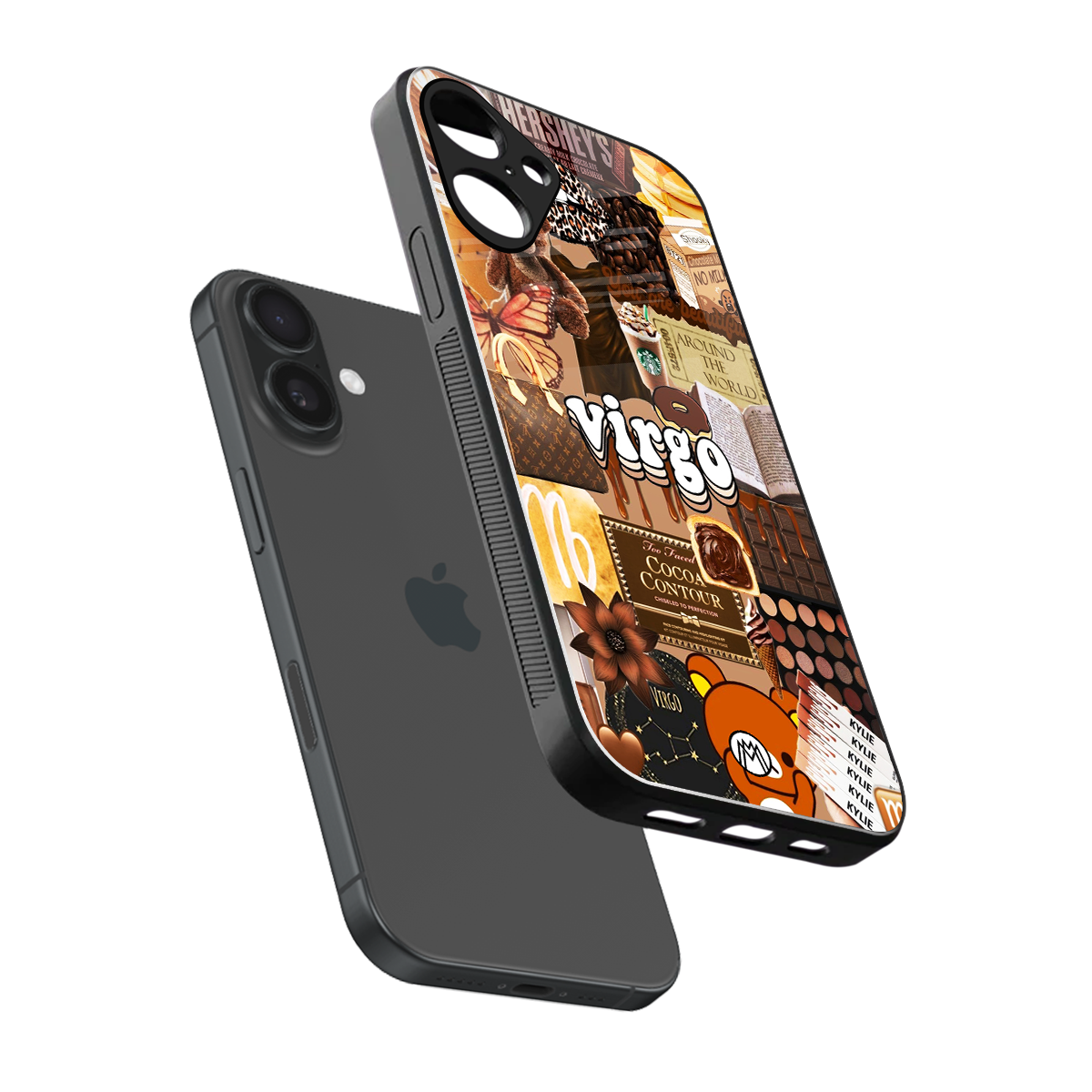 virgo aesthetic collage back phone cover | glass case for iphone 16 plus