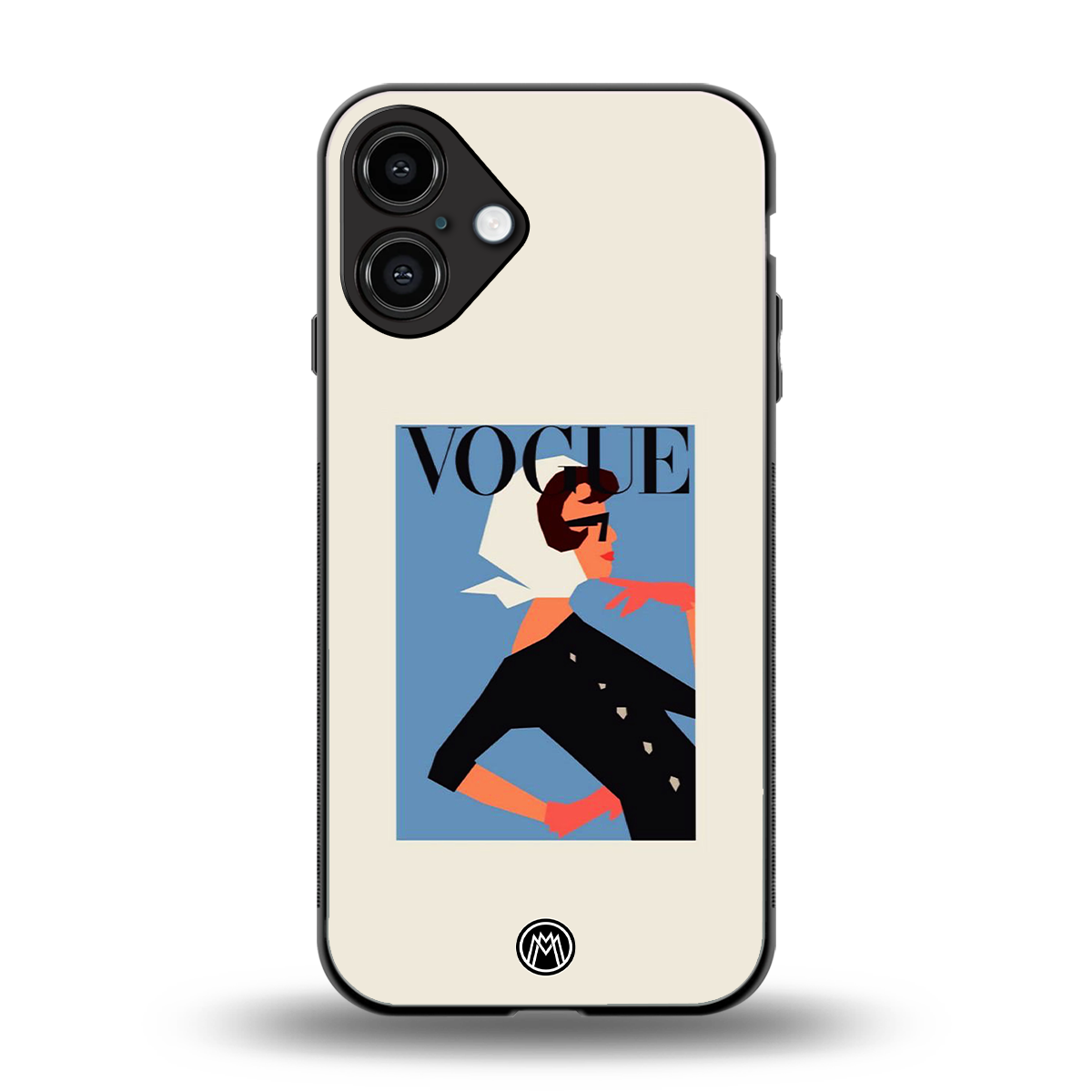 vogue lady back phone cover | glass case for iphone 16 plus