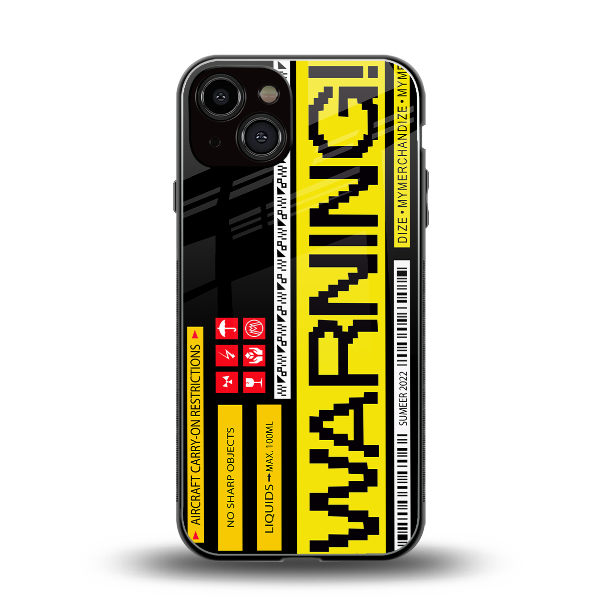 warning back phone cover | glass case for iphone 13