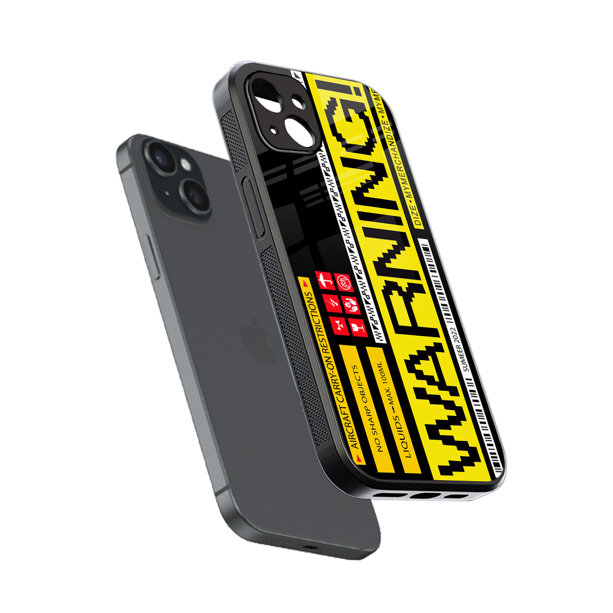 warning back phone cover | glass case for iphone 15 plus