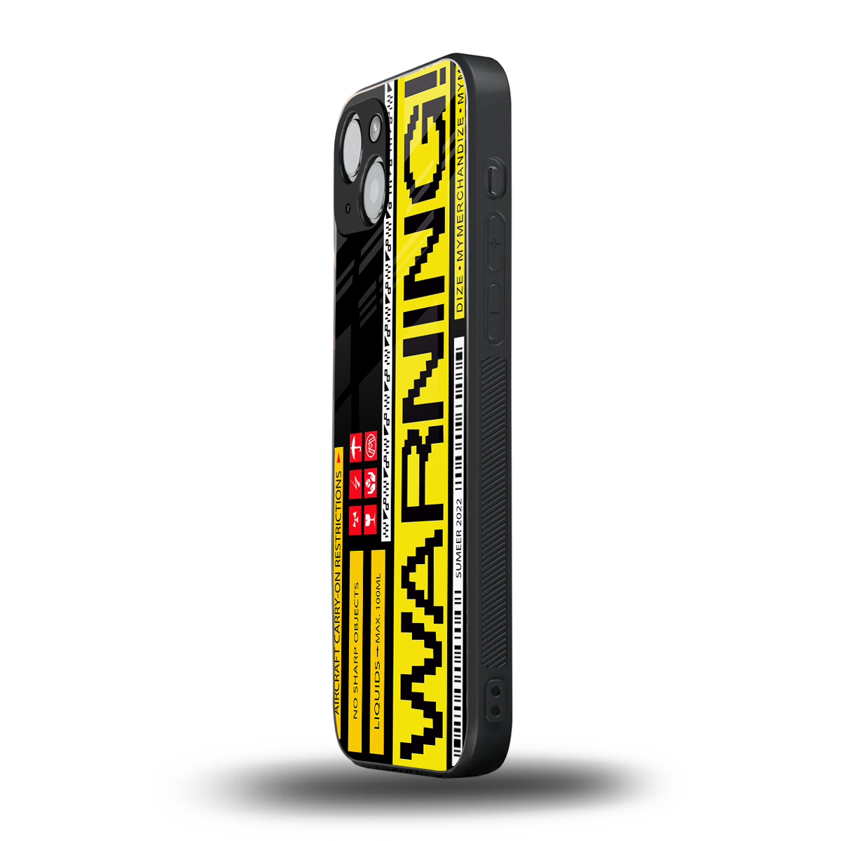 warning back phone cover | glass case for iphone 15 plus