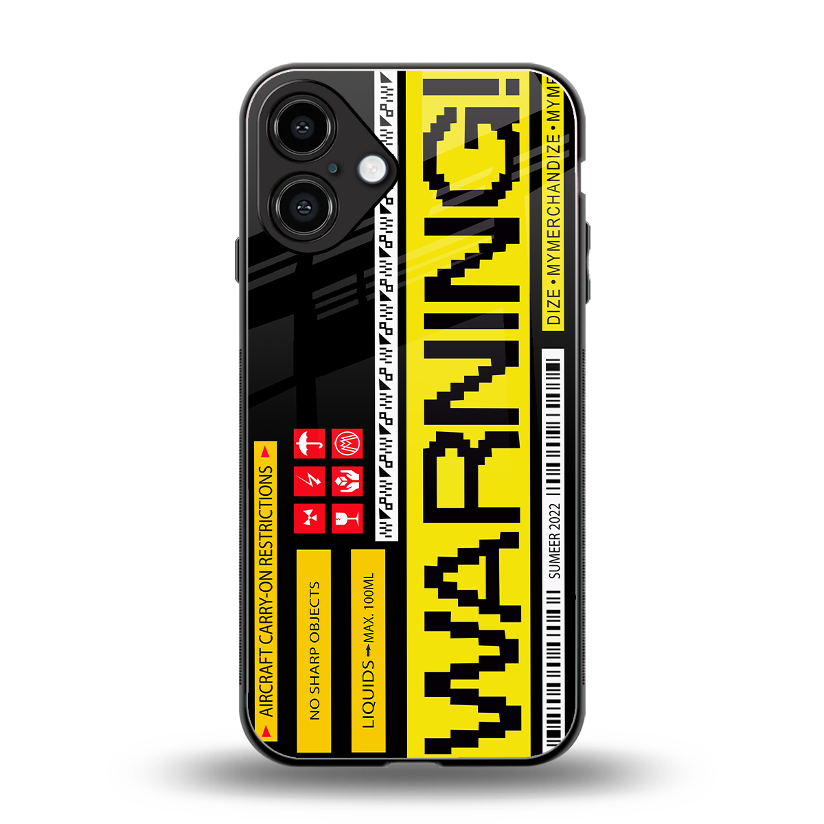 warning back phone cover | glass case for iphone 16 plus