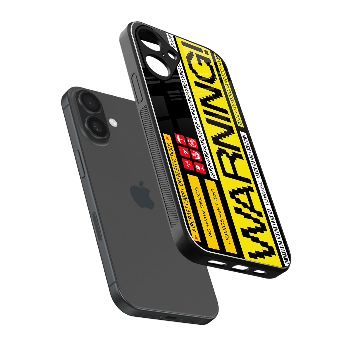 warning back phone cover | glass case for iphone 16 plus