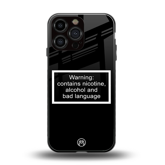 warning sign black edition back phone cover | glass case for iphone 14 pro max