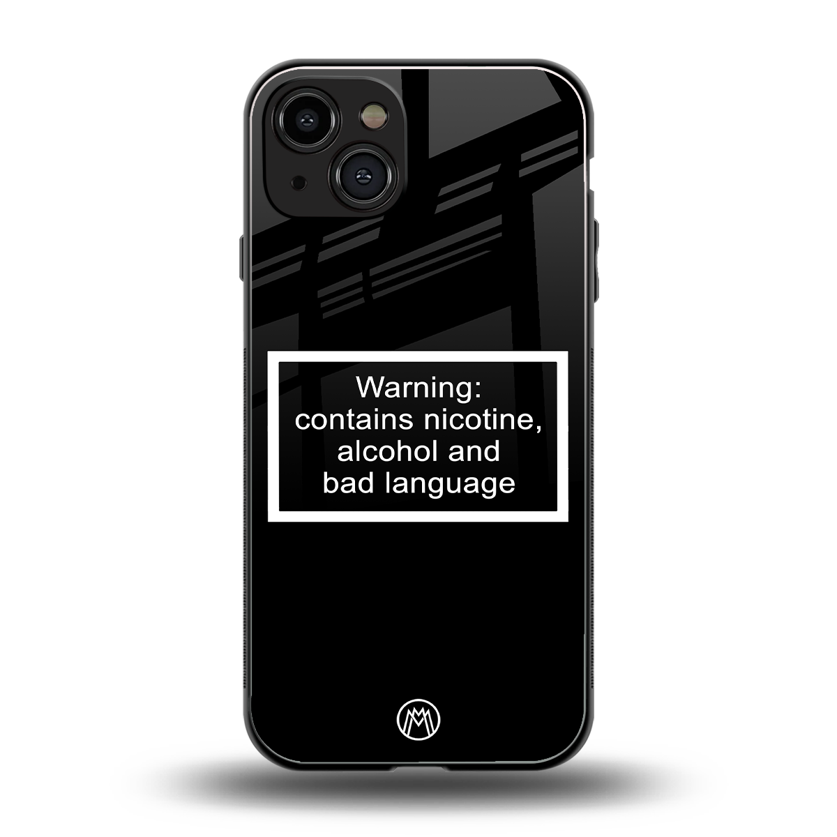 warning sign black edition back phone cover | glass case for iphone 15