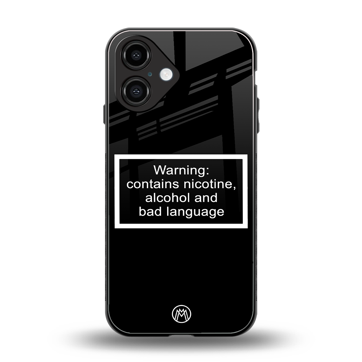 warning sign black edition back phone cover | glass case for iphone 16
