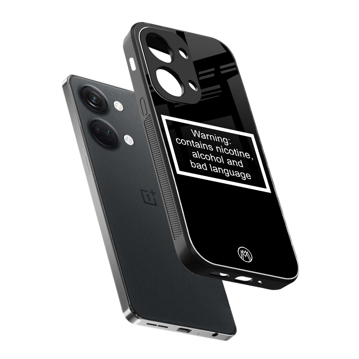 warning sign black edition back phone cover | glass case for oneplus nord 3