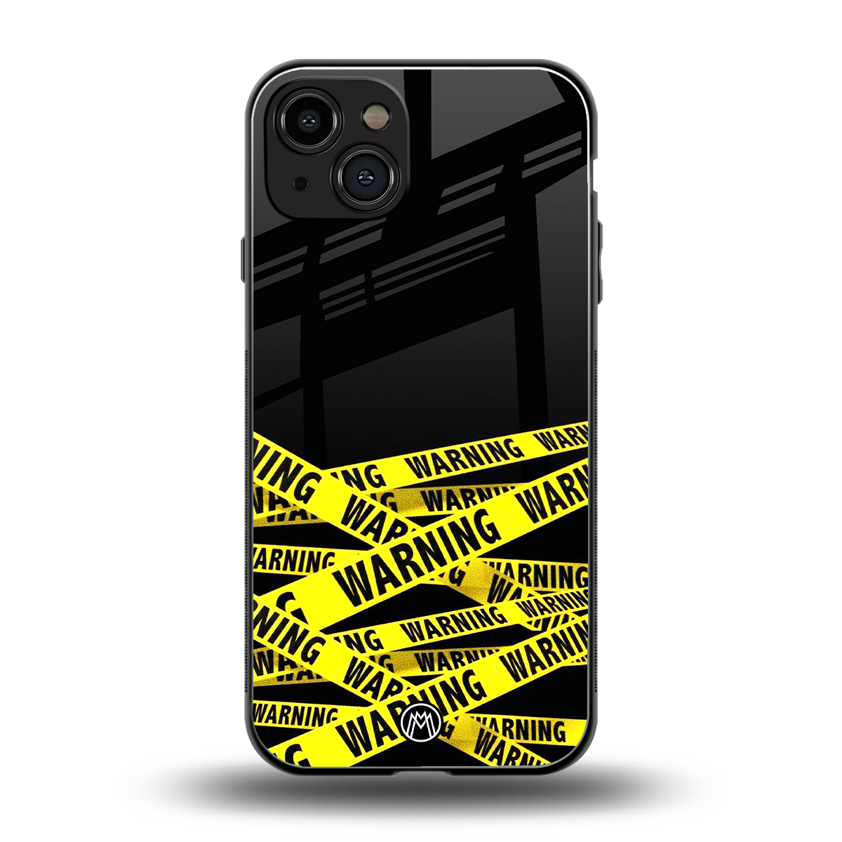 warning tape back phone cover | glass case for iphone 15
