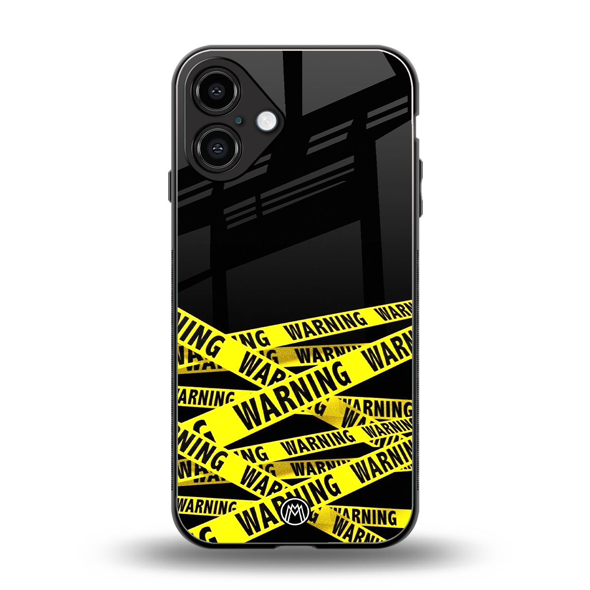 warning tape back phone cover | glass case for iphone 16 plus