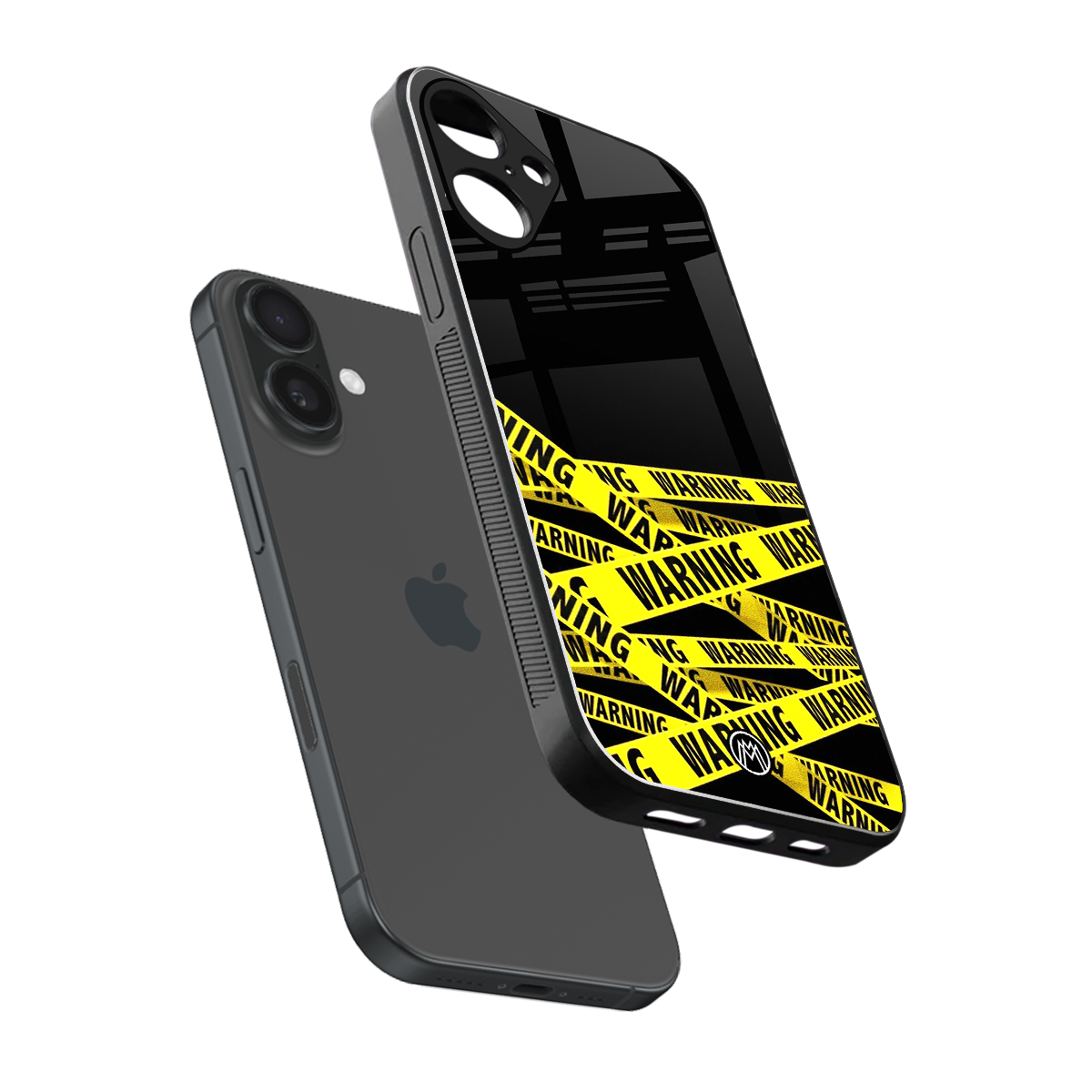 warning tape back phone cover | glass case for iphone 16 plus