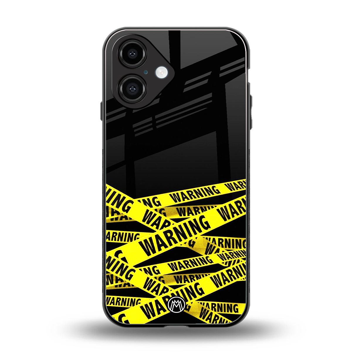 warning tape back phone cover | glass case for iphone 16