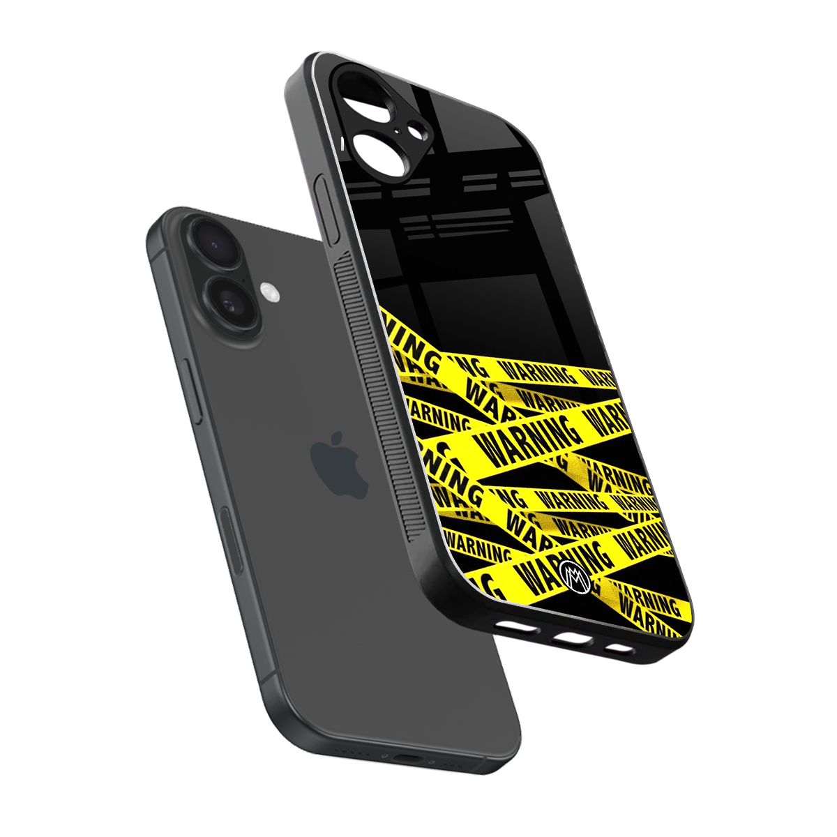 warning tape back phone cover | glass case for iphone 16