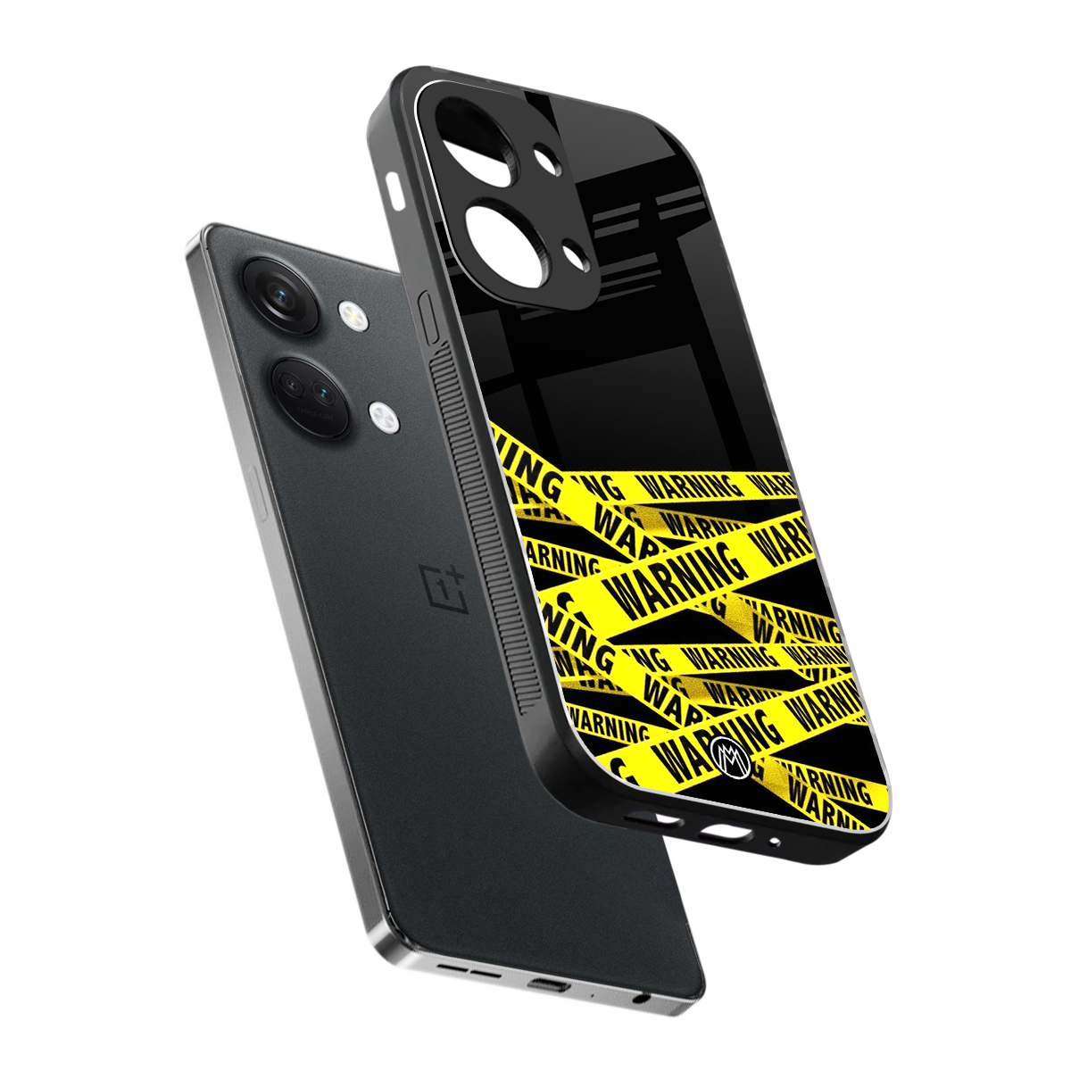 warning tape back phone cover | glass case for oneplus nord 3