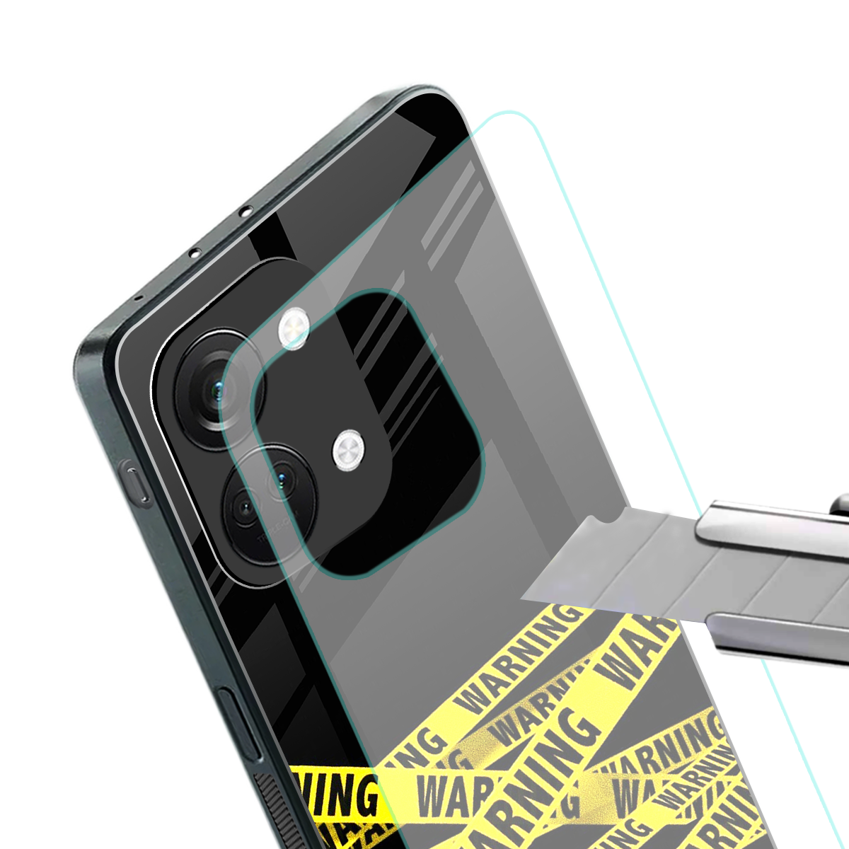 warning tape back phone cover | glass case for oneplus nord 3
