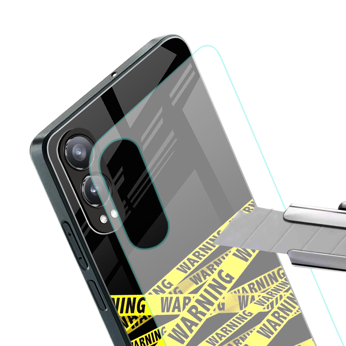 warning tape back phone cover | glass case for oneplus nord ce 4 lite