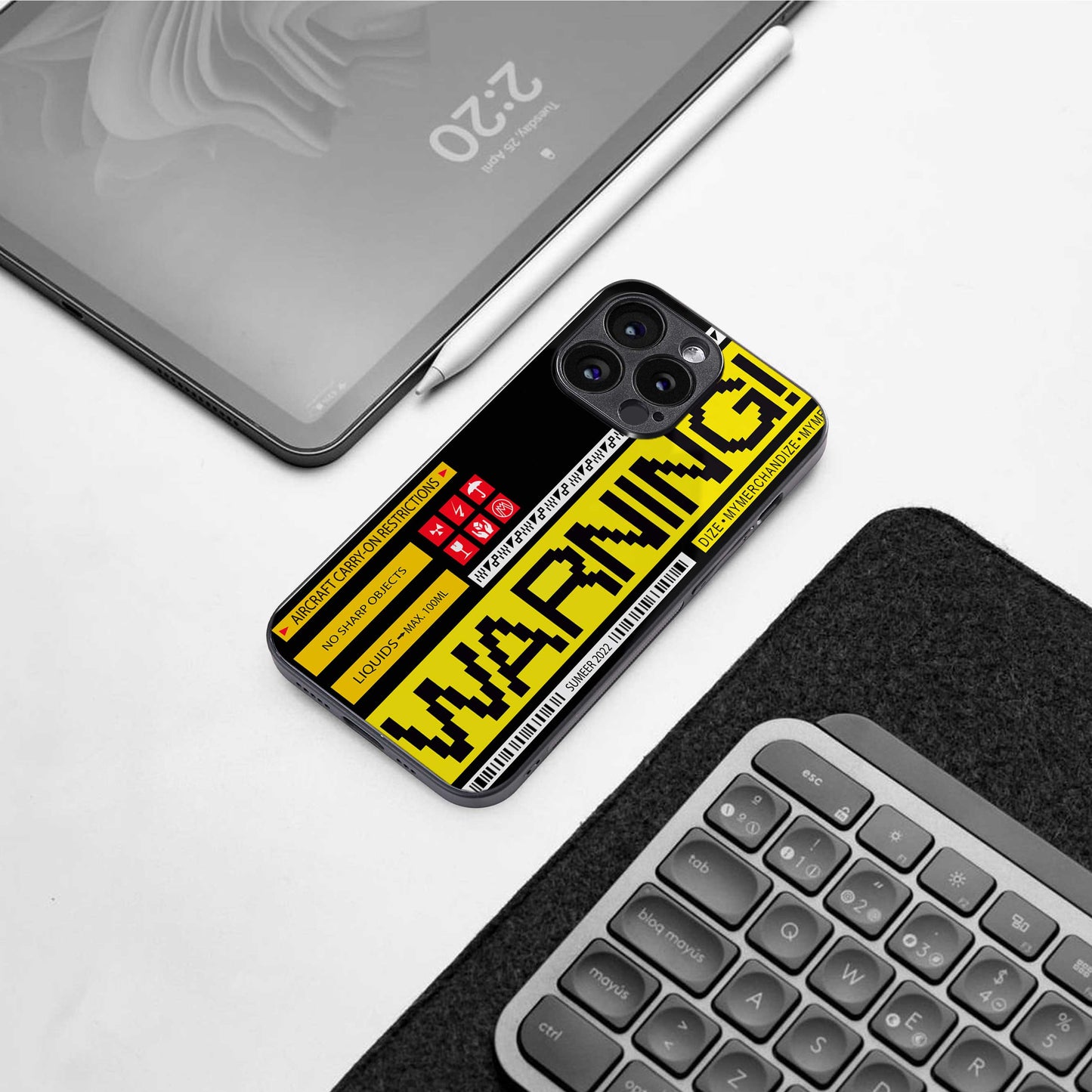 warning back phone cover | glass case for iphone 14 pro max
