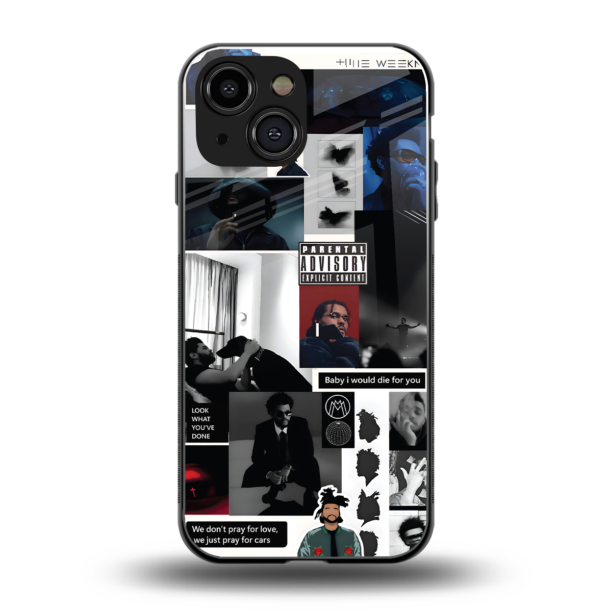 weeknd blend back phone cover | glass case for iphone 13 mini