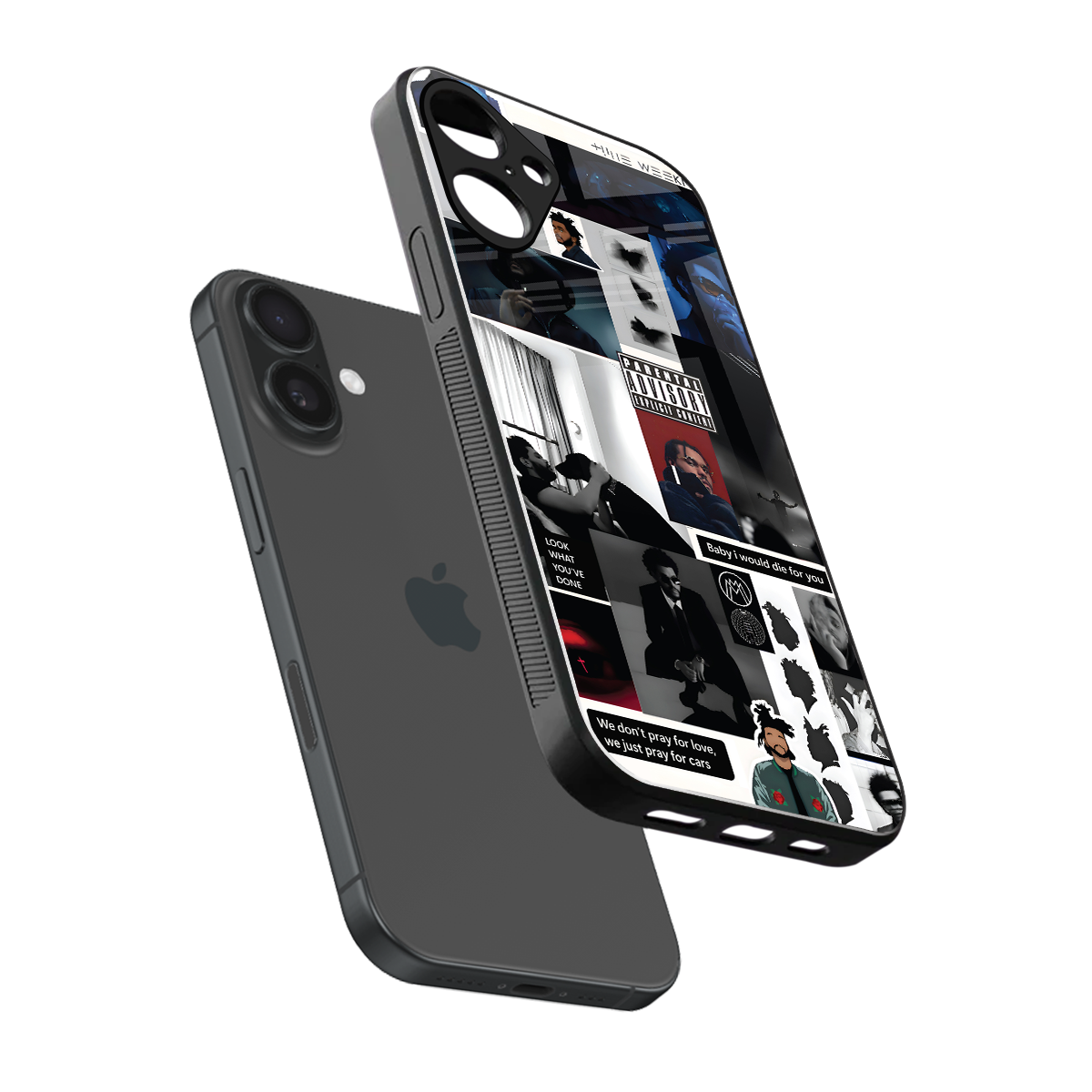 weeknd blend back phone cover | glass case for iphone 16 plus