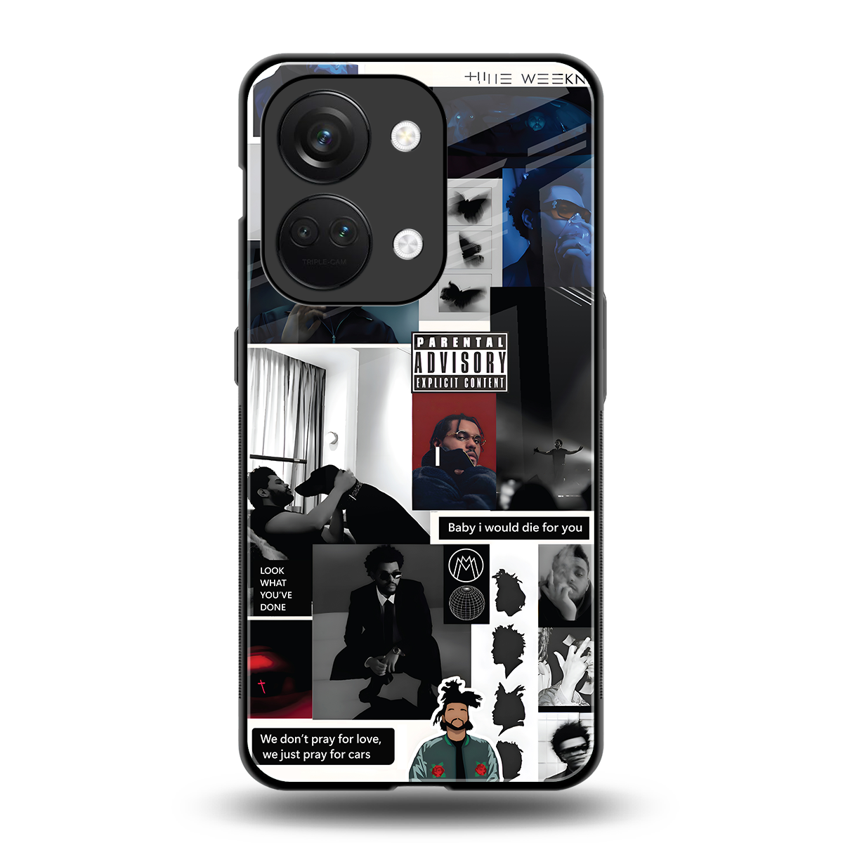 weeknd blend back phone cover | glass case for oneplus nord 3