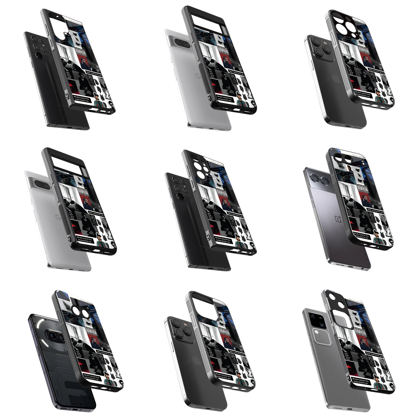 Durable Glass Back Mobile Case for iPhone, Samsung, OnePlus, Google Pixel, Redmi, Vivo, Oppo