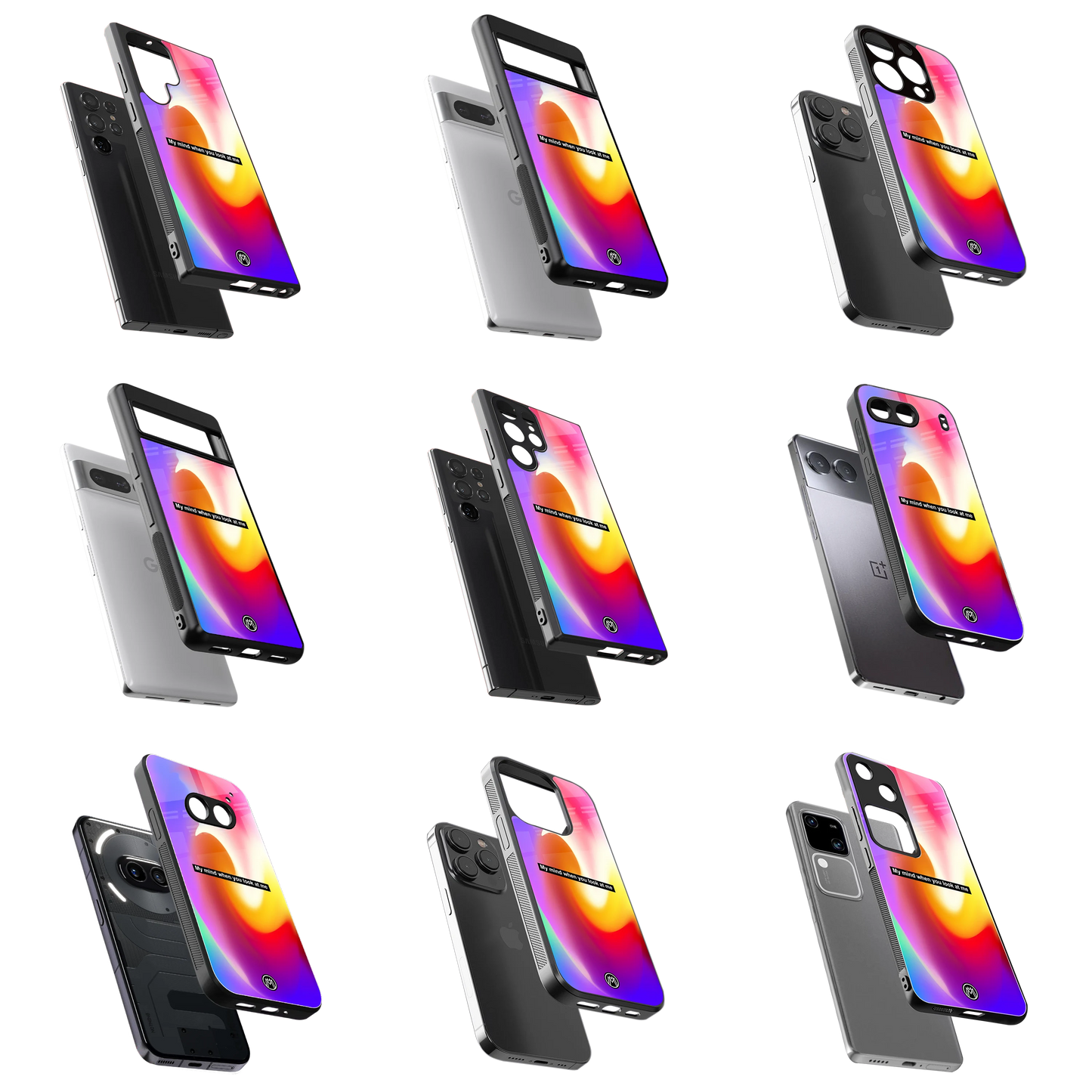 Durable Glass Back Mobile Case for iPhone, Samsung, OnePlus, Google Pixel, Redmi, Vivo, Oppo