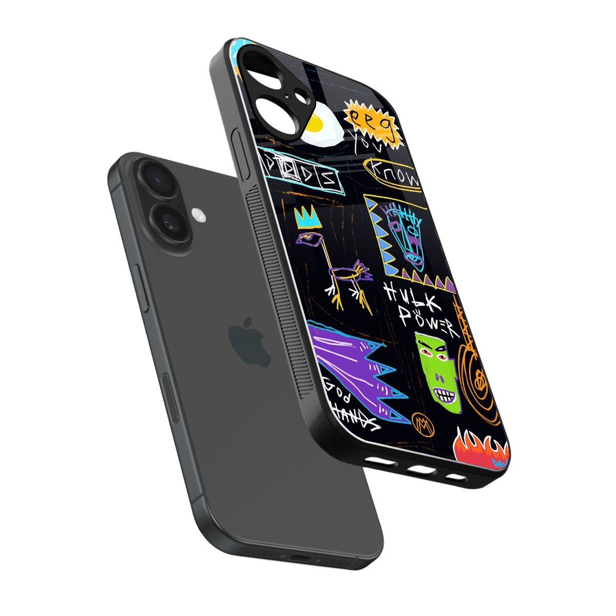 whimsy back phone cover | glass case for iphone 16 plus