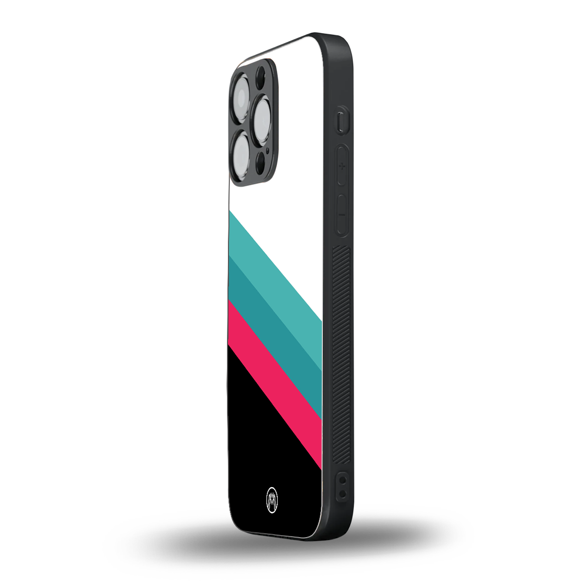 white green red pattern stripes back phone cover | glass case for iphone 15 pro max