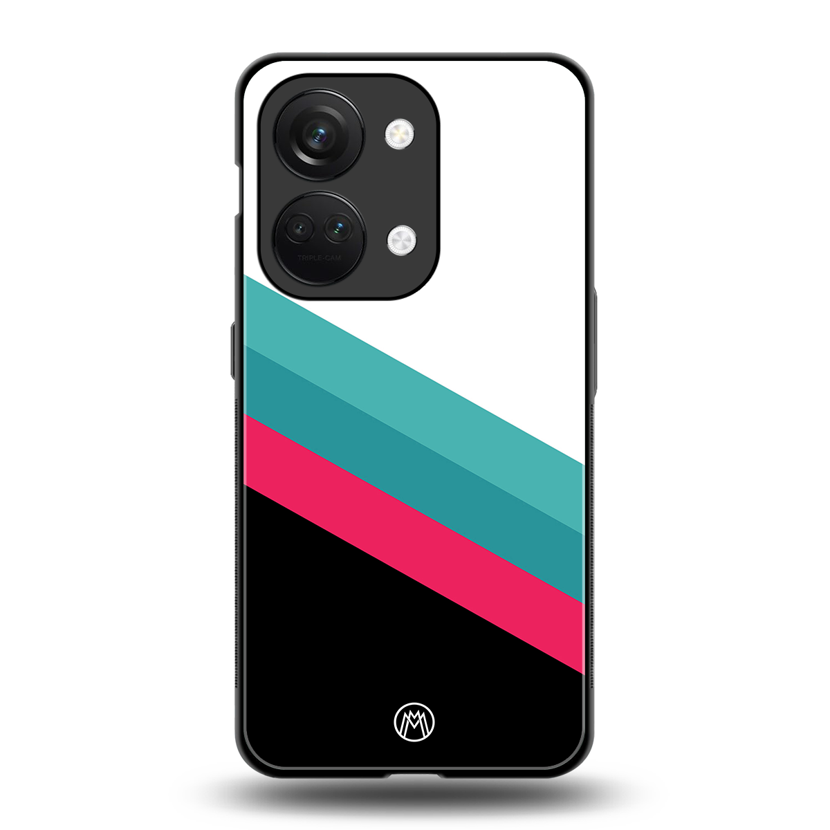 white green red pattern stripes back phone cover | glass case for oneplus nord 3