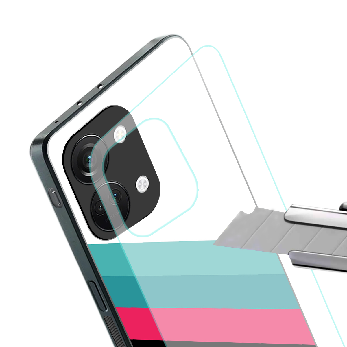 white green red pattern stripes back phone cover | glass case for oneplus nord 3
