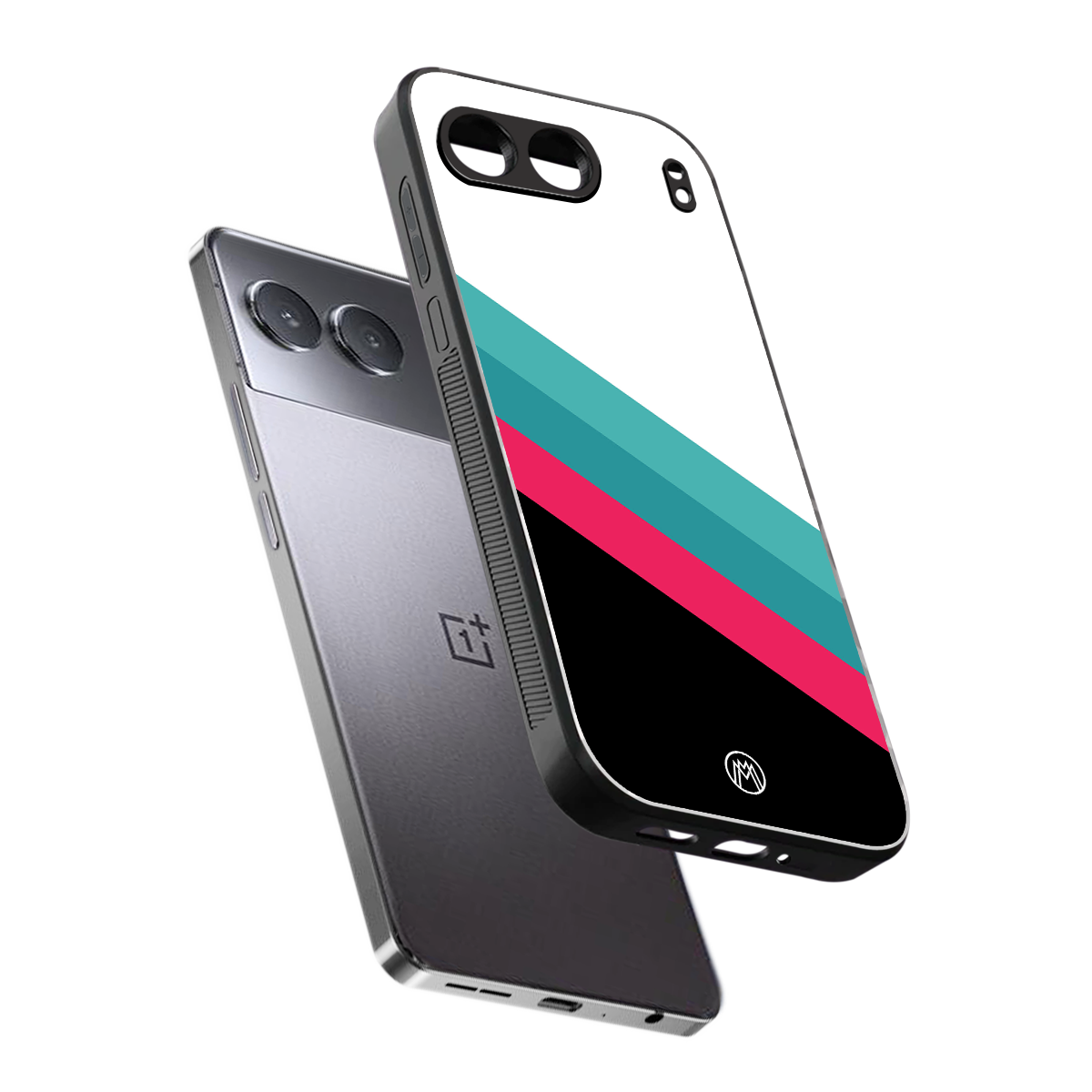white green red pattern stripes back phone cover | glass case for oneplus nord 4