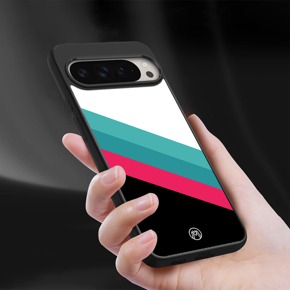 white green red pattern stripes back phone cover | glass case for google pixel 9 pro