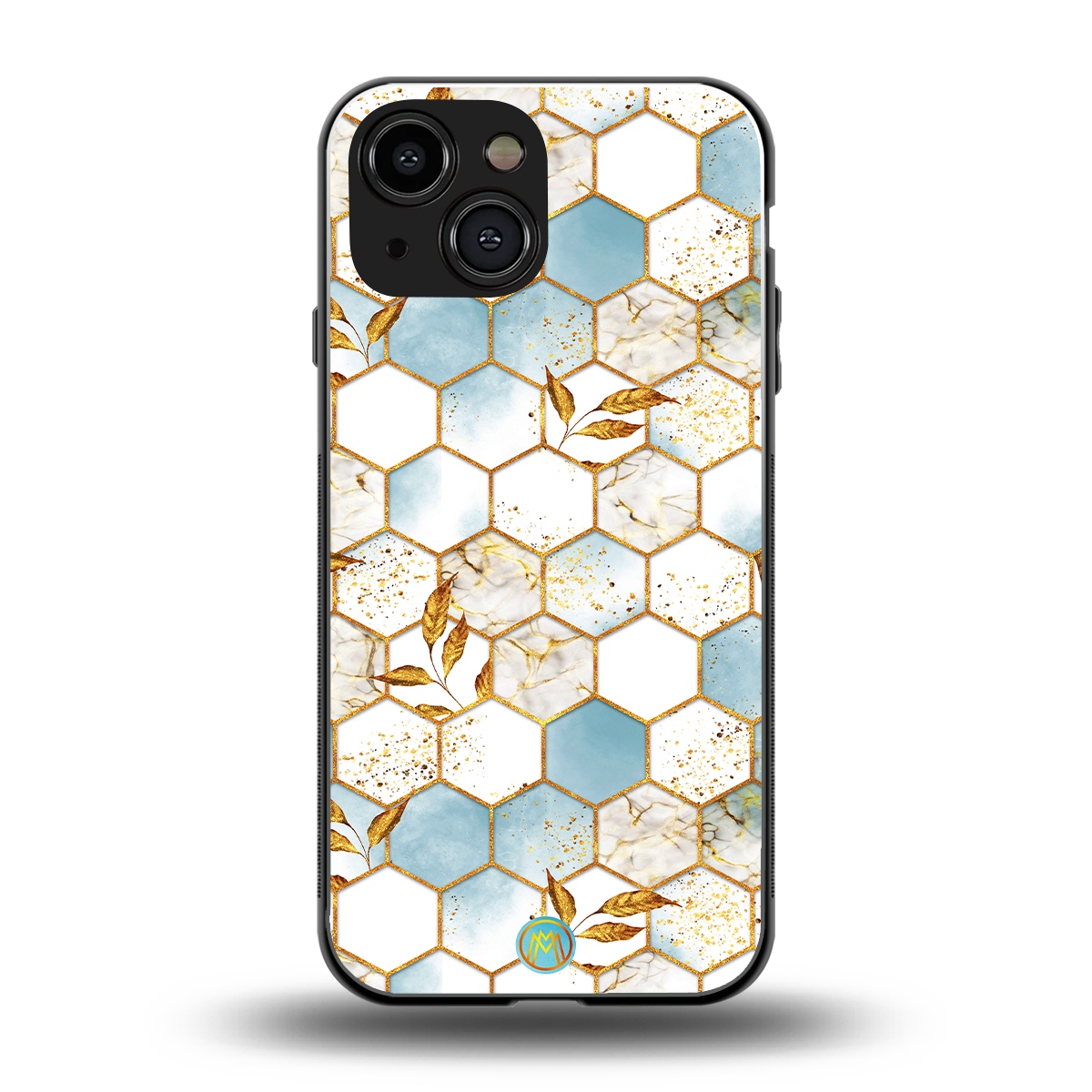 white marble tiles back phone cover | glass case for iphone 13 mini