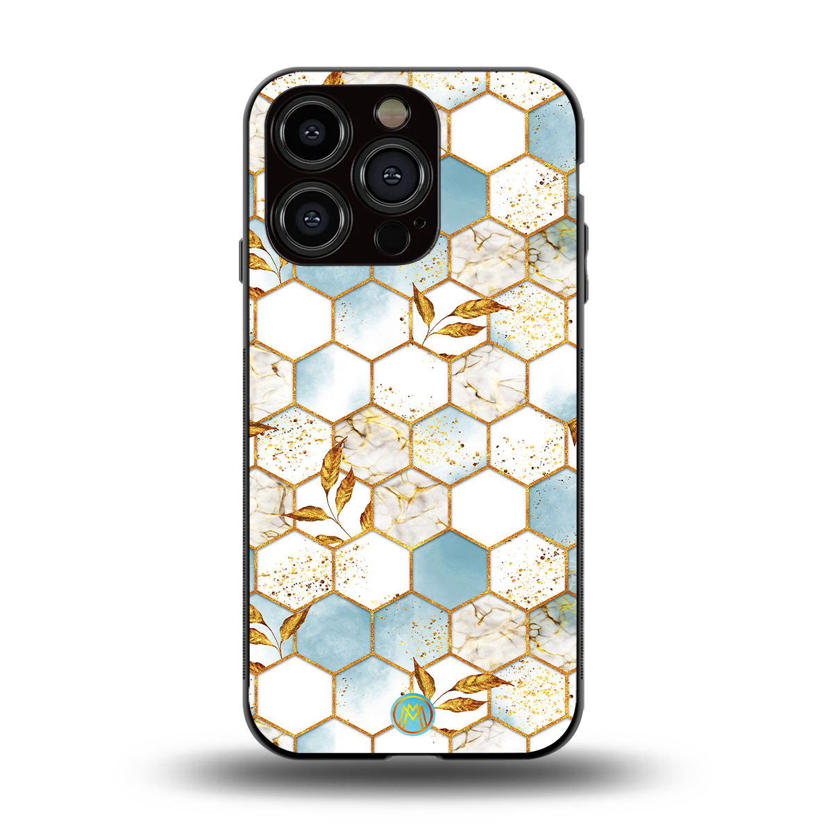 white marble tiles back phone cover | glass case for iphone 14 pro