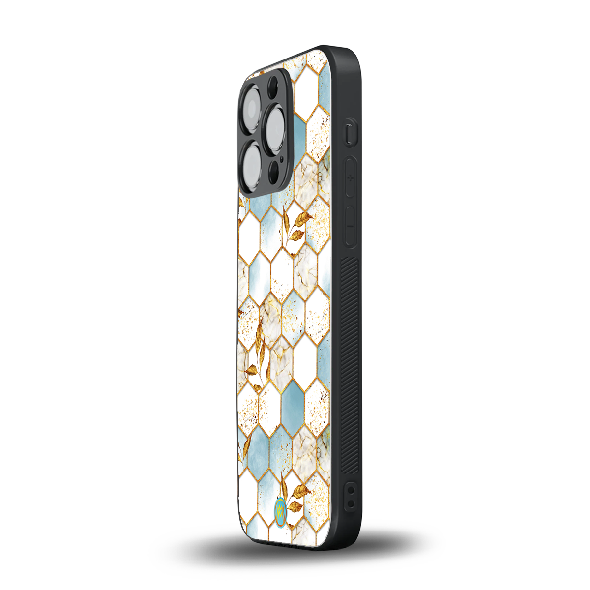 white marble tiles back phone cover | glass case for iphone 14 pro