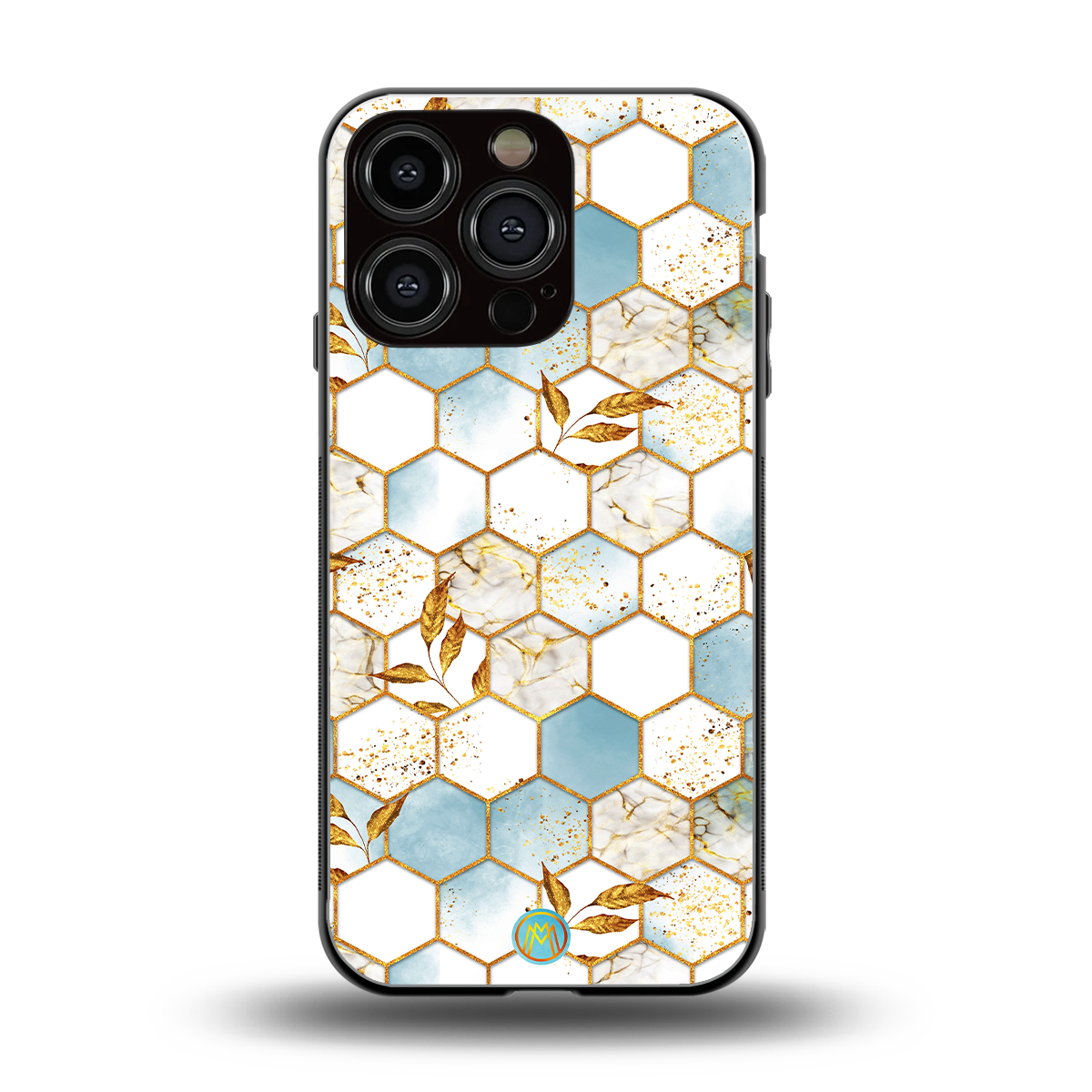 white marble tiles back phone cover | glass case for iphone 16 pro