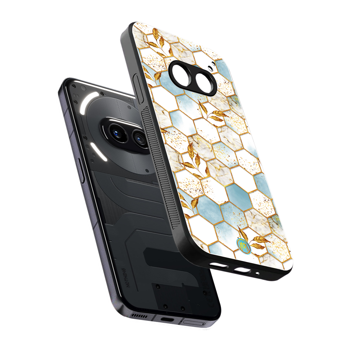 white marble tiles back phone cover | glass case for nothing phone 2a
