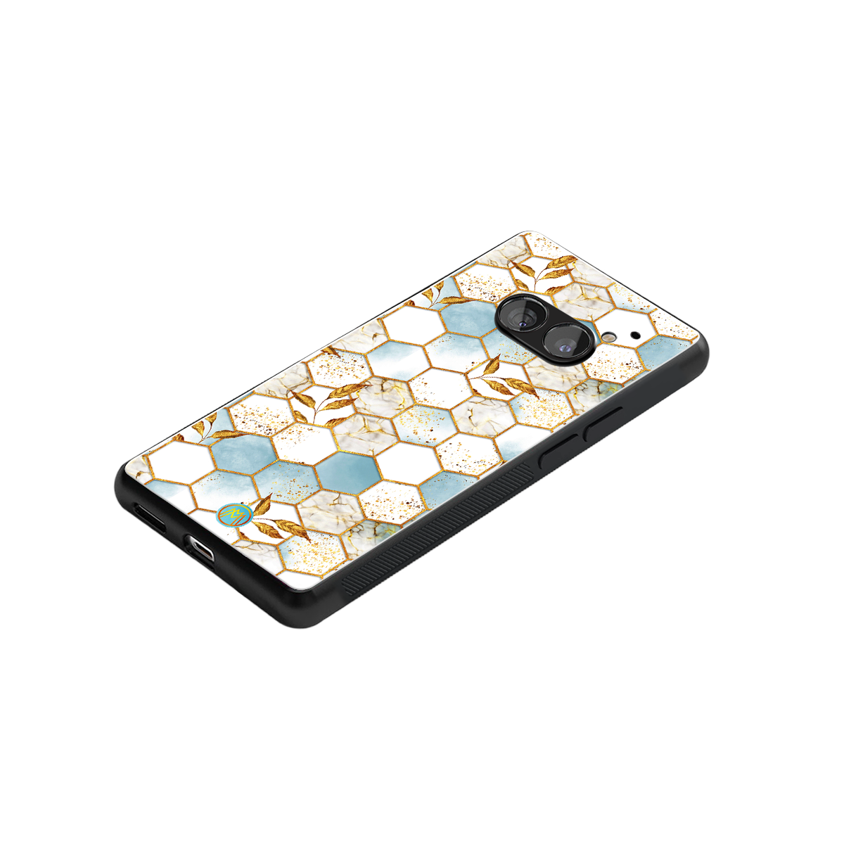 white marble tiles back phone cover | glass case for nothing phone 2a