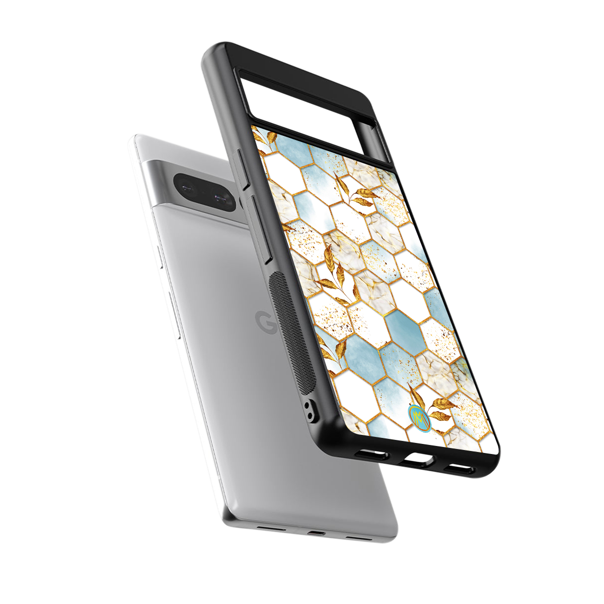 white marble tiles back phone cover | glass case for google pixel 7 pro