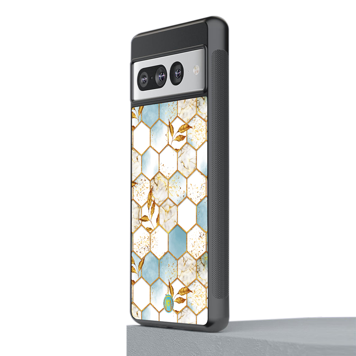 white marble tiles back phone cover | glass case for google pixel 7 pro