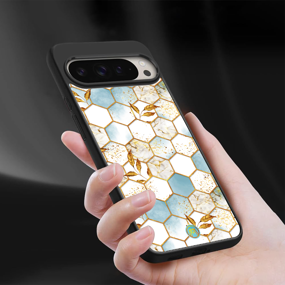 white marble tiles back phone cover | glass case for google pixel 9 pro