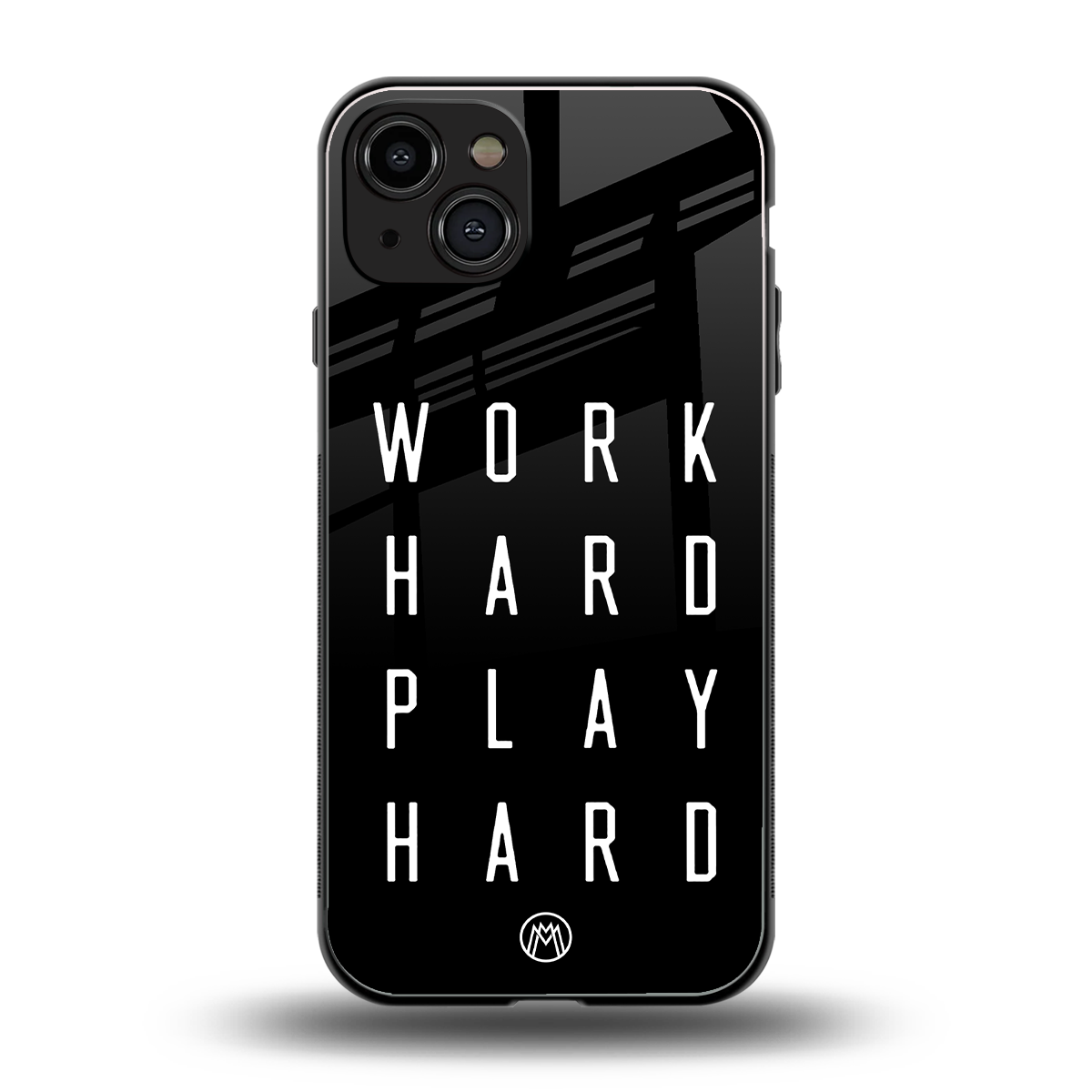 work hard play hard back phone cover | glass case for iphone 15